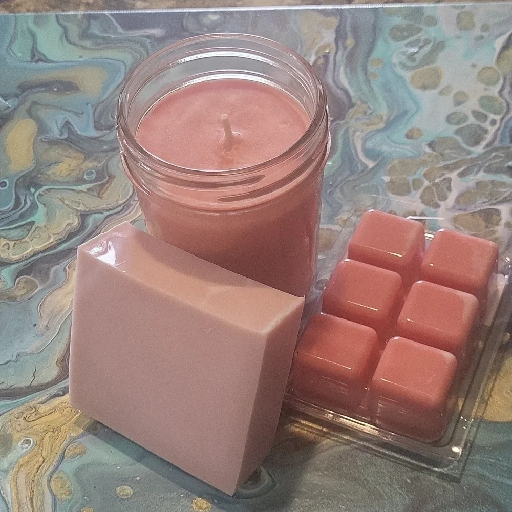 Soy Wax Candle Tart & Handcrafted Soap Bar Set Juicy Watermelon Goats Mi…